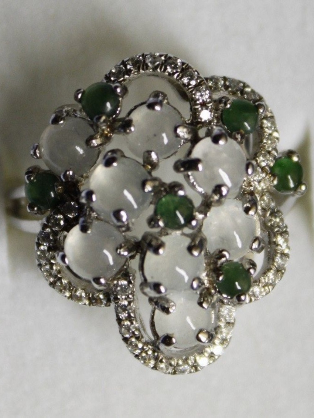 Size 6 1/4 CERTIFIED (A) 100% Genuine Natural Jadeite JADE Ring 925 Silver